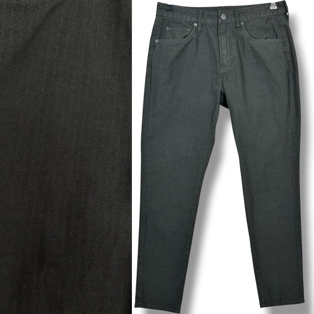 Bonobos Jeans Men 31x29 Gray & Green Striped Jacquard Slim Taper Denim 31x30